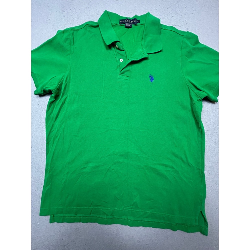 U.S. Polo Assn. Polo Shirt 100% Cotton Green Large Mens